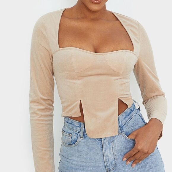 PrettyLittleThing Spilt Hem Top - Picture 1 of 10